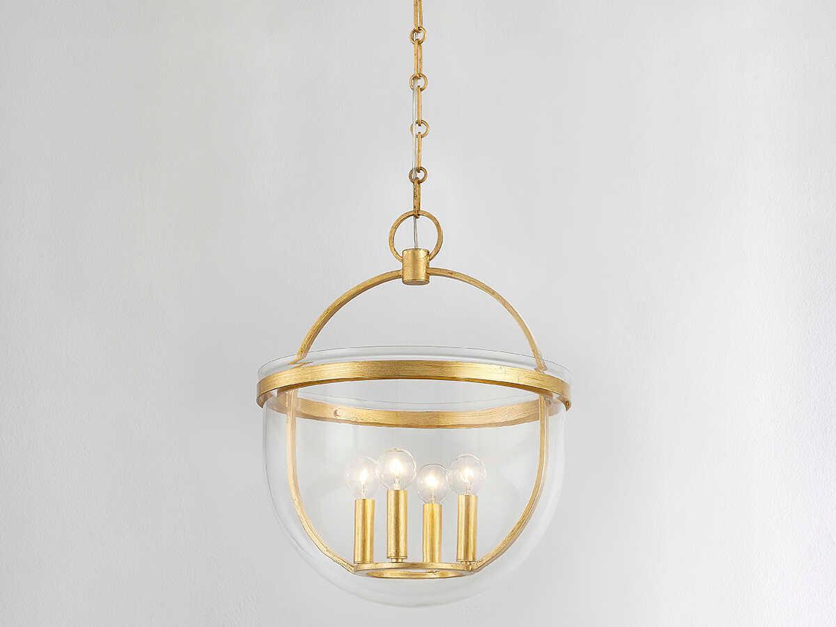 Hudson Valley Malloy 4-Light Vintage Gold Leaf Glass Globe Pendant