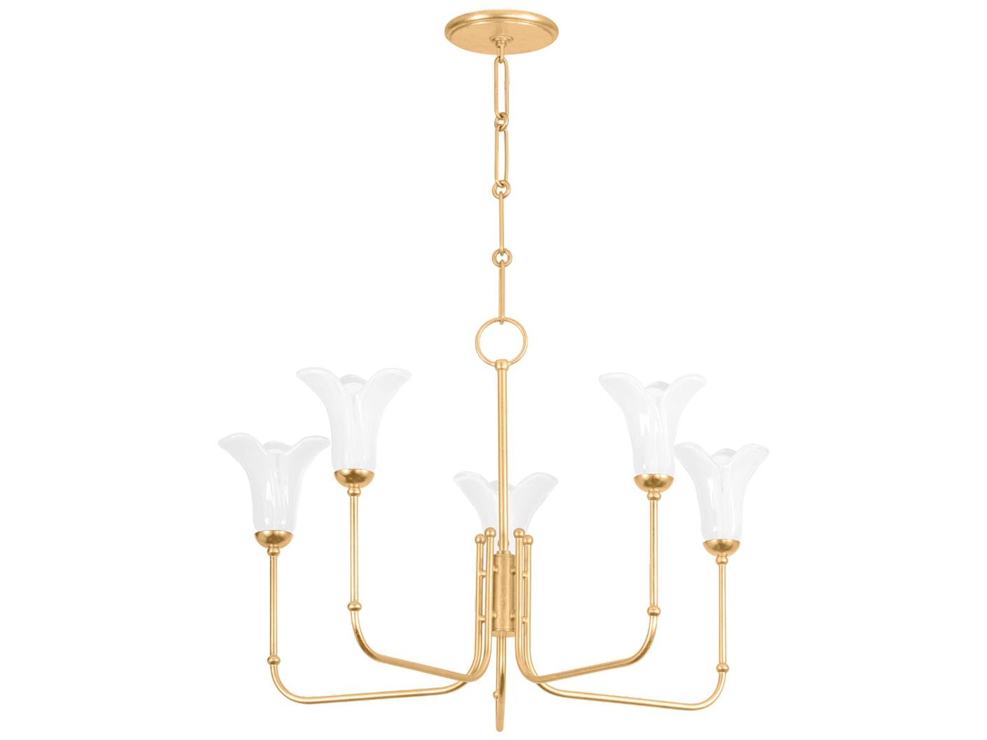 Hudson Valley Montclair 5-Light Vintage Gold Leaf Chandelier
