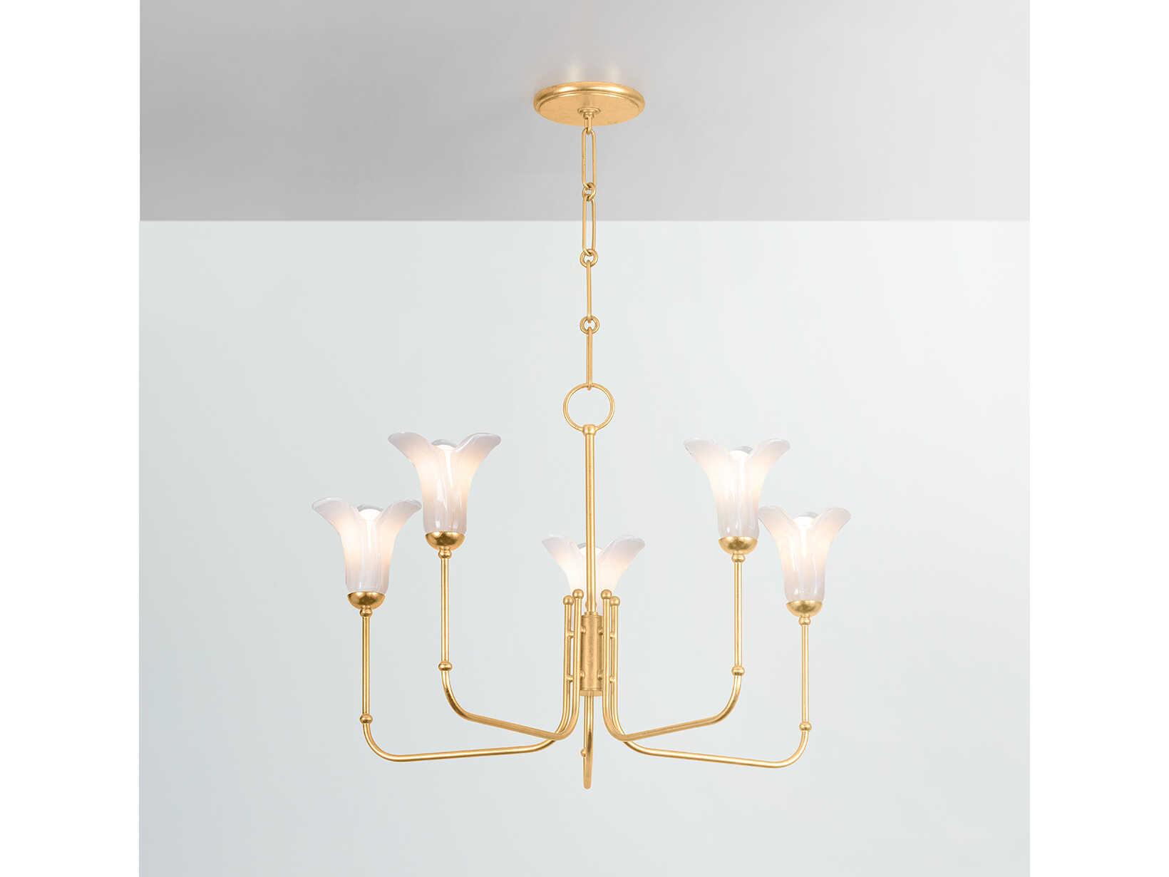 Hudson Valley Montclair 5-Light Vintage Gold Leaf Chandelier