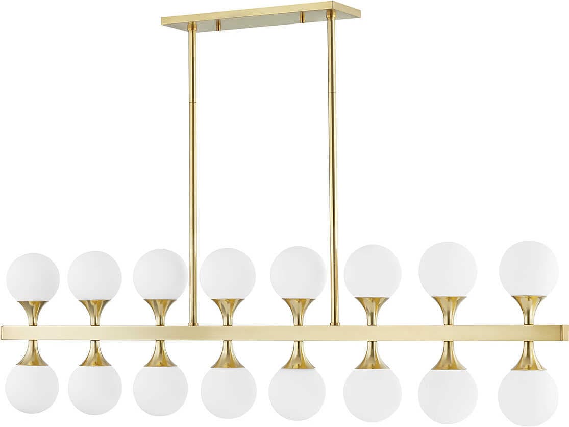Hudson Valley Astoria 16-Light Aged Brass LED Globe Linear Island Pendant