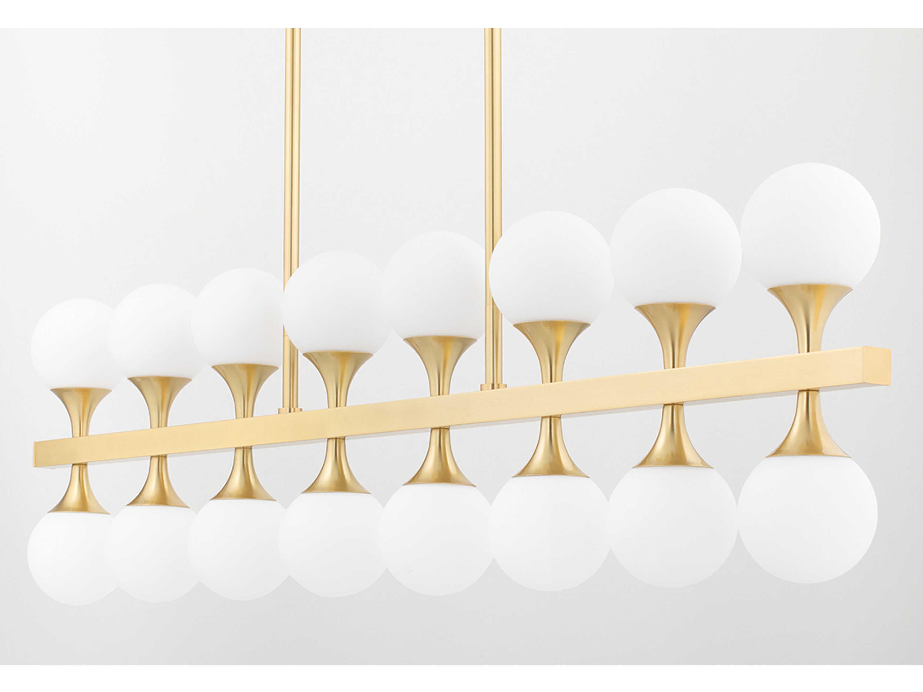 Hudson Valley Astoria 16-Light Aged Brass LED Globe Linear Island Pendant