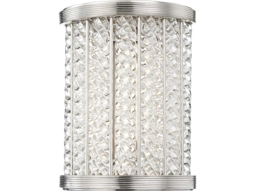 Hudson Valley Shelby 1-Light Polished Nickel Glass Wall Sconce