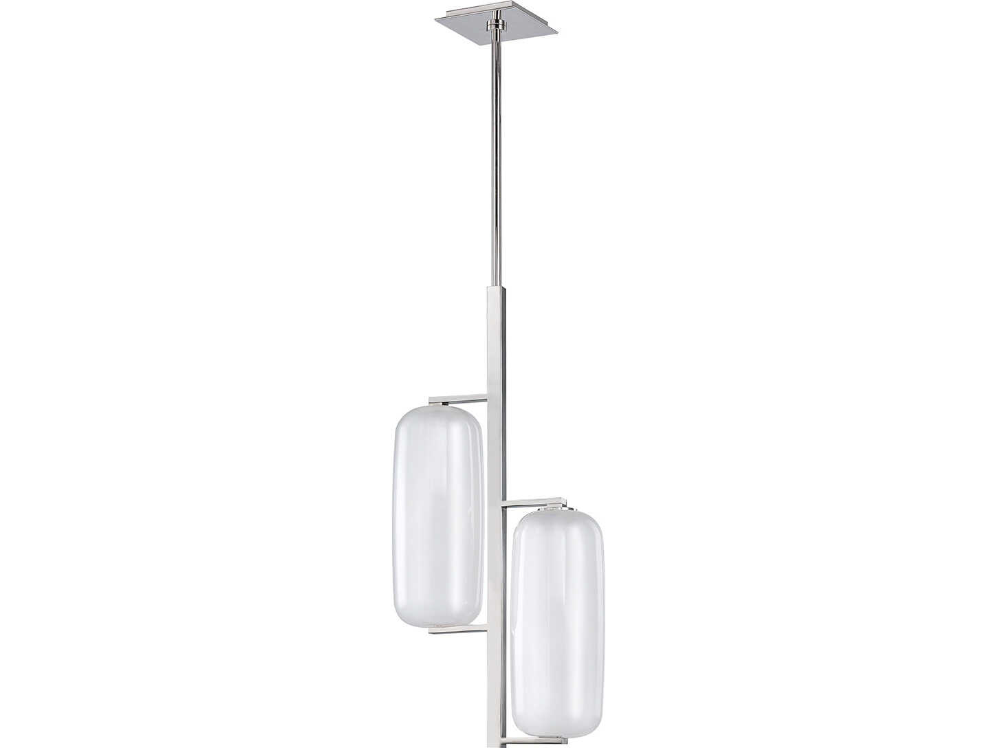 Hudson Valley Pebble 2-Light Polished Nickel Glass Cylinder Pendant