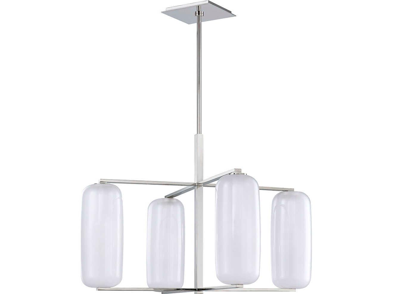 Hudson Valley Pebble 4-Light Polished Nickel Glass Pendant