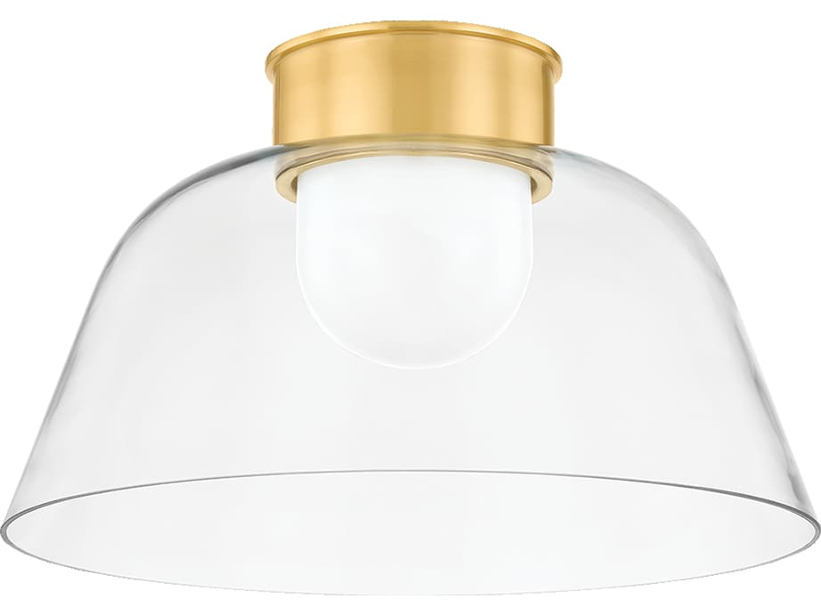 Hudson Valley Lakeside 1-Light Aged Brass Bowl Flush Mount