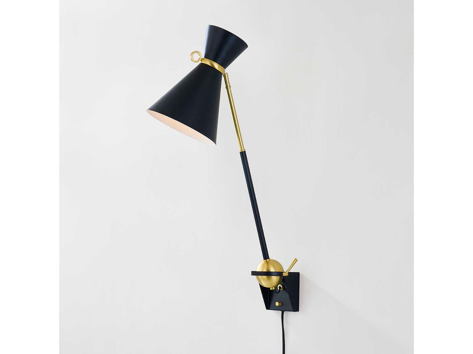 Hudson Valley Winsted 1-Light Aged Brass Soft Black Swing Wall Sconce