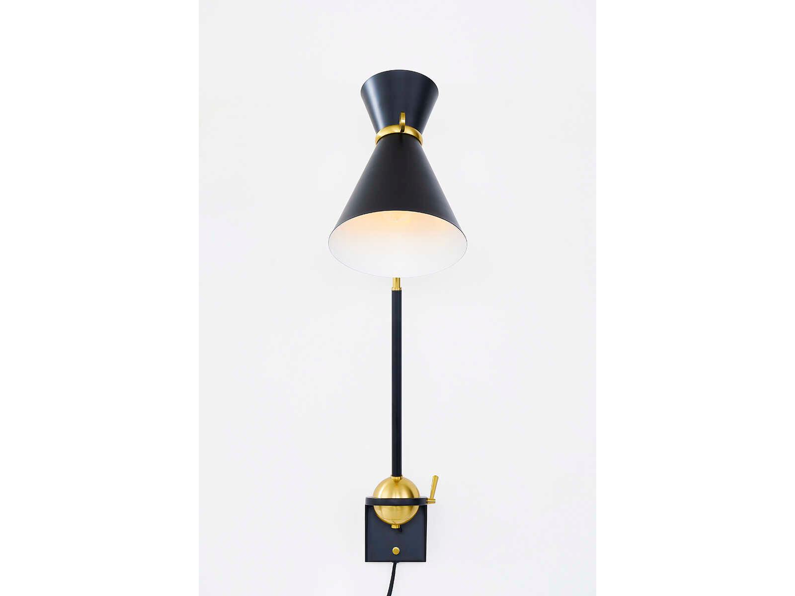 Hudson Valley Winsted 1-Light Aged Brass Soft Black Swing Wall Sconce