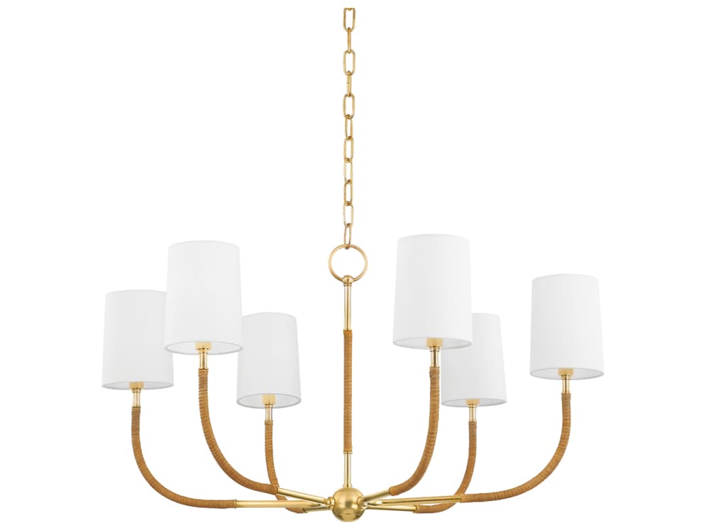Hudson Valley Webson 6-Light Aged Brass Brown Cylinder Chandelier