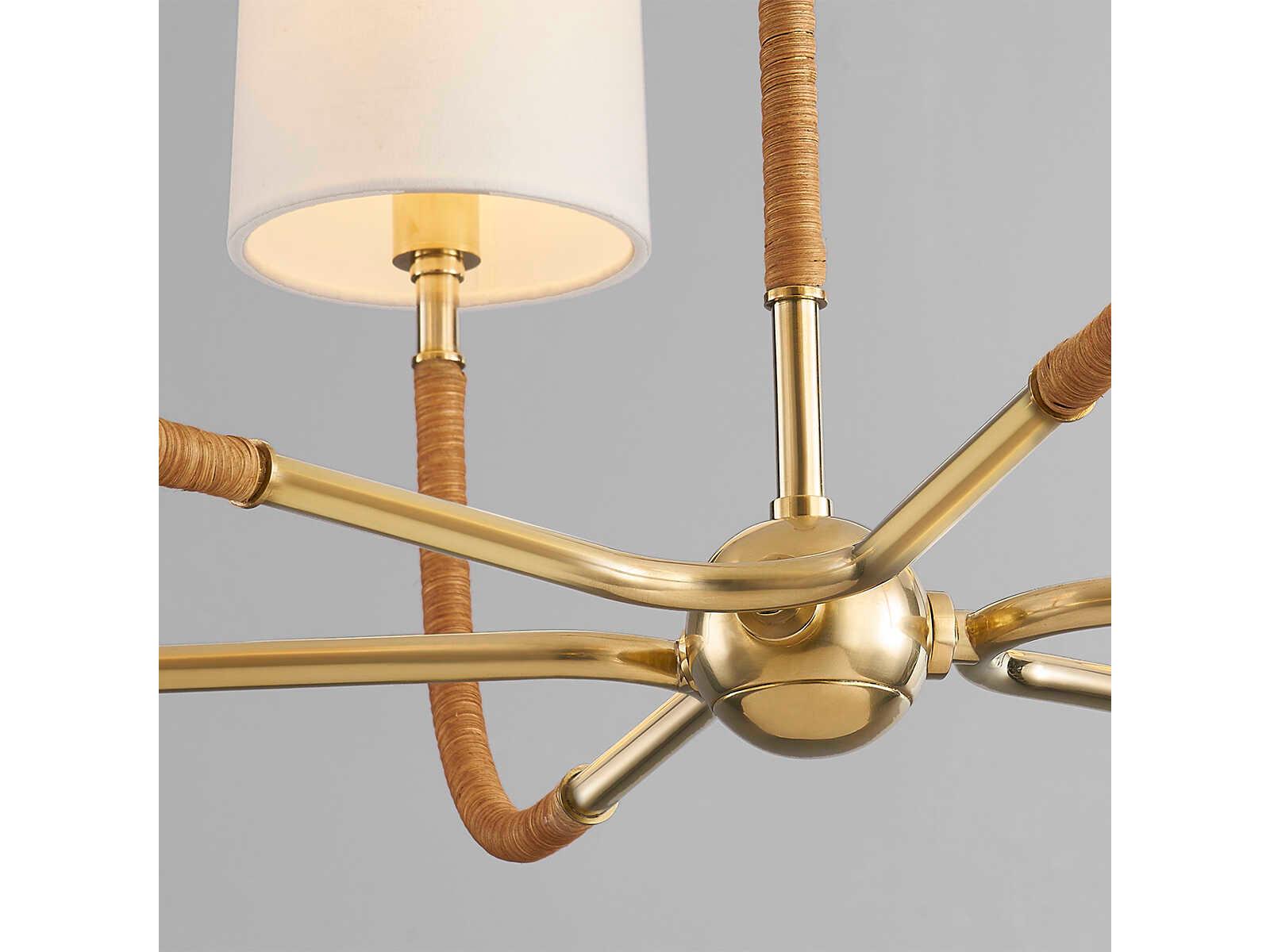 Hudson Valley Webson 6-Light Aged Brass Brown Cylinder Chandelier