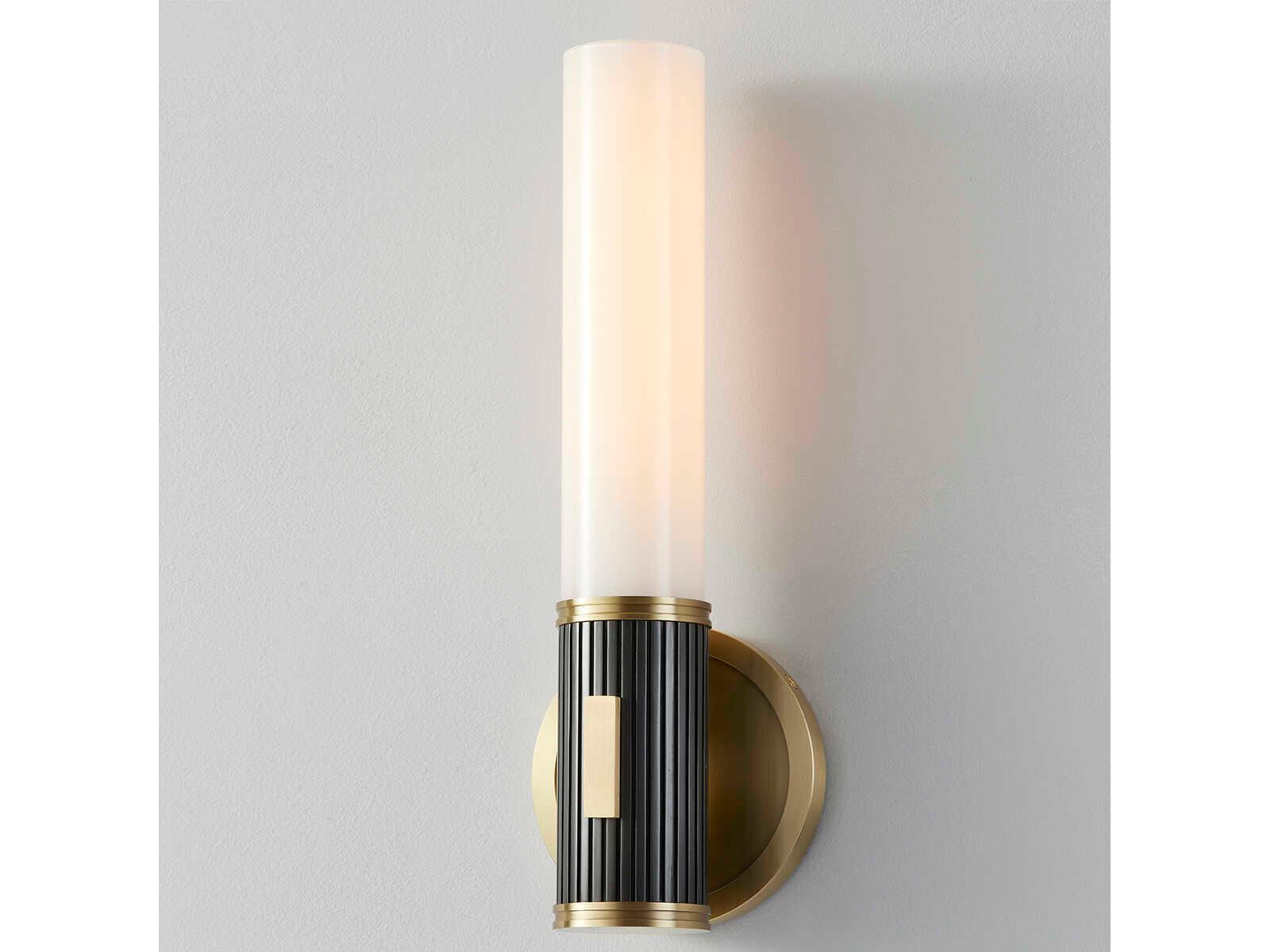 Hudson Valley Crewe 1-Light Aged Antique Distressed Bronze Black Glass Wall Sconce