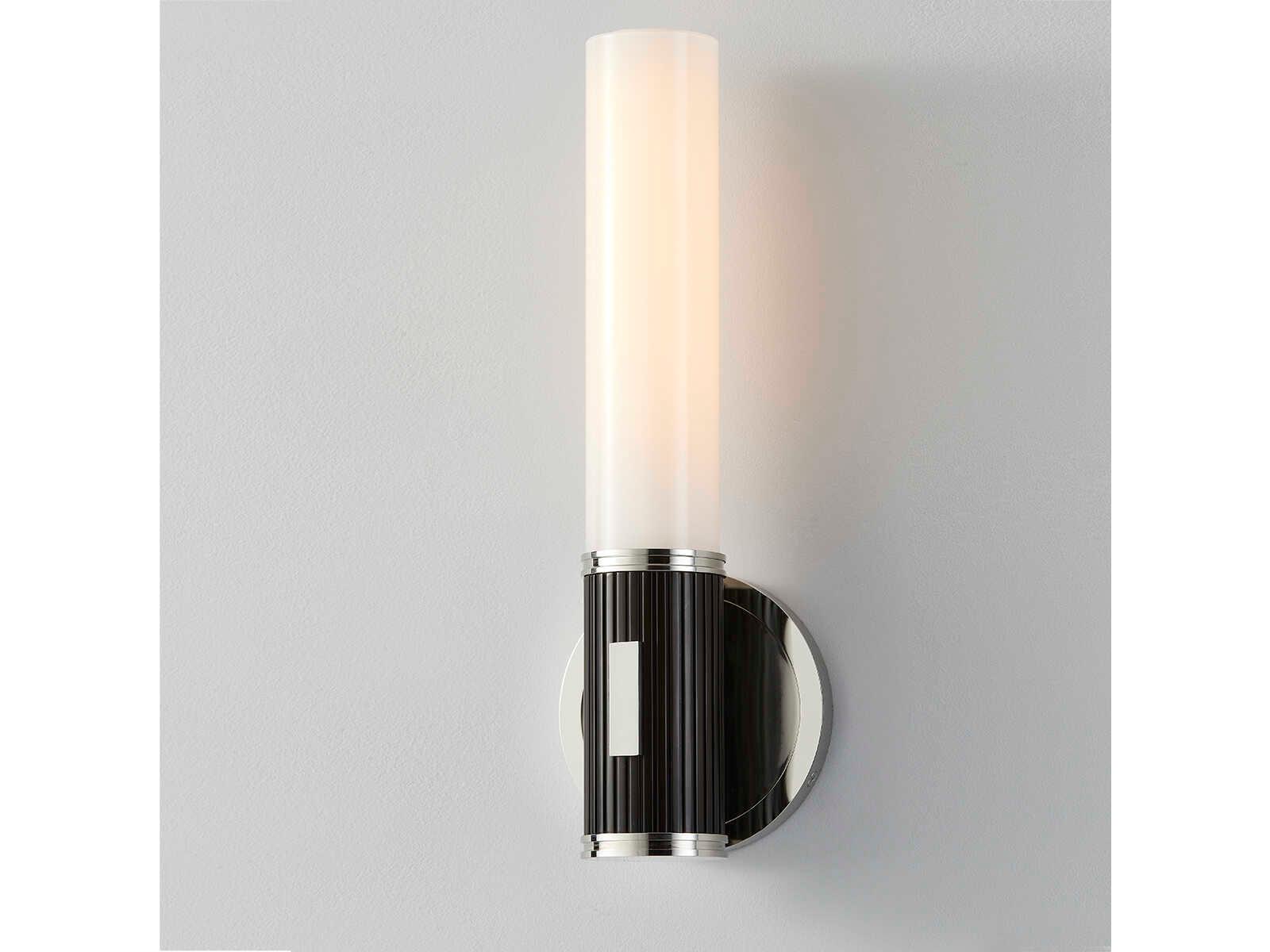 Hudson Valley Crewe 1-Light Polished Nickel Black Glass Wall Sconce