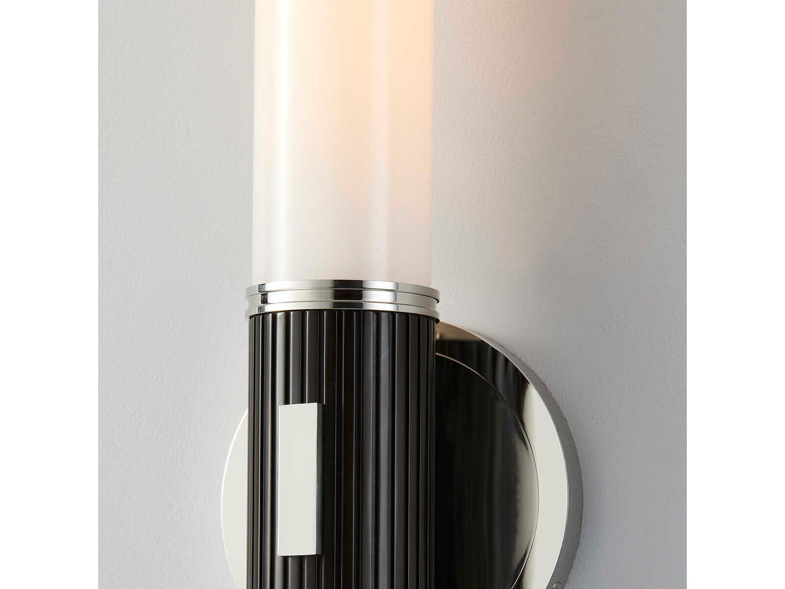Hudson Valley Crewe 1-Light Polished Nickel Black Glass Wall Sconce