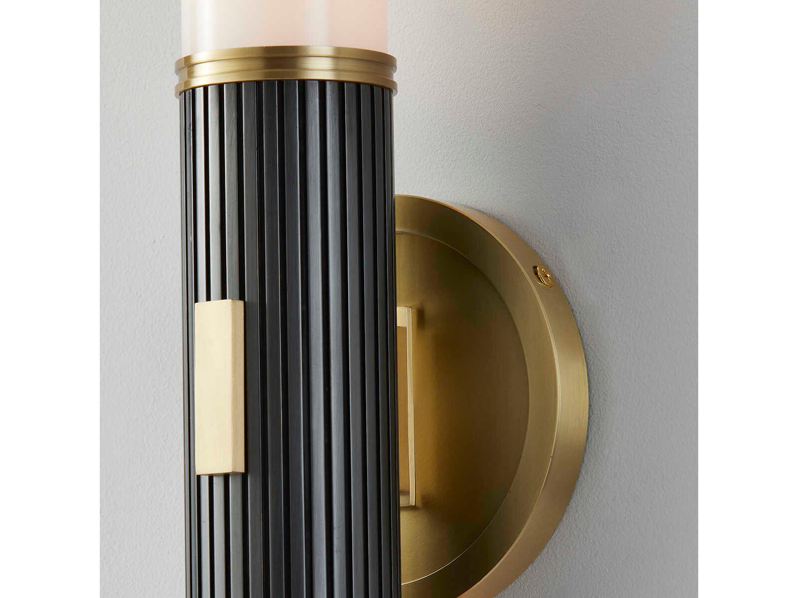 Hudson Valley Crewe 2-Light Aged Antique Distressed Bronze Black Glass Wall Sconce