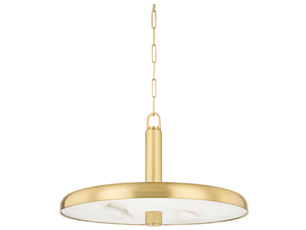 Hudson Valley Reynolds 1-Light Aged Brass Glass LED Round Pendant