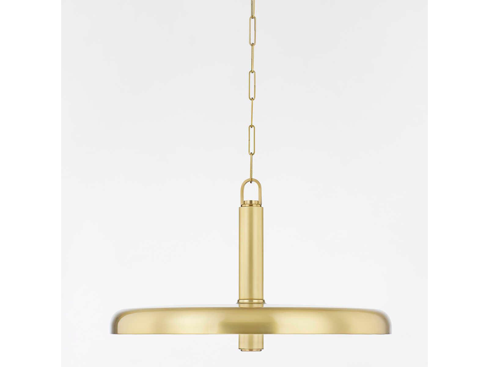 Hudson Valley Reynolds 1-Light Aged Brass Glass LED Round Pendant