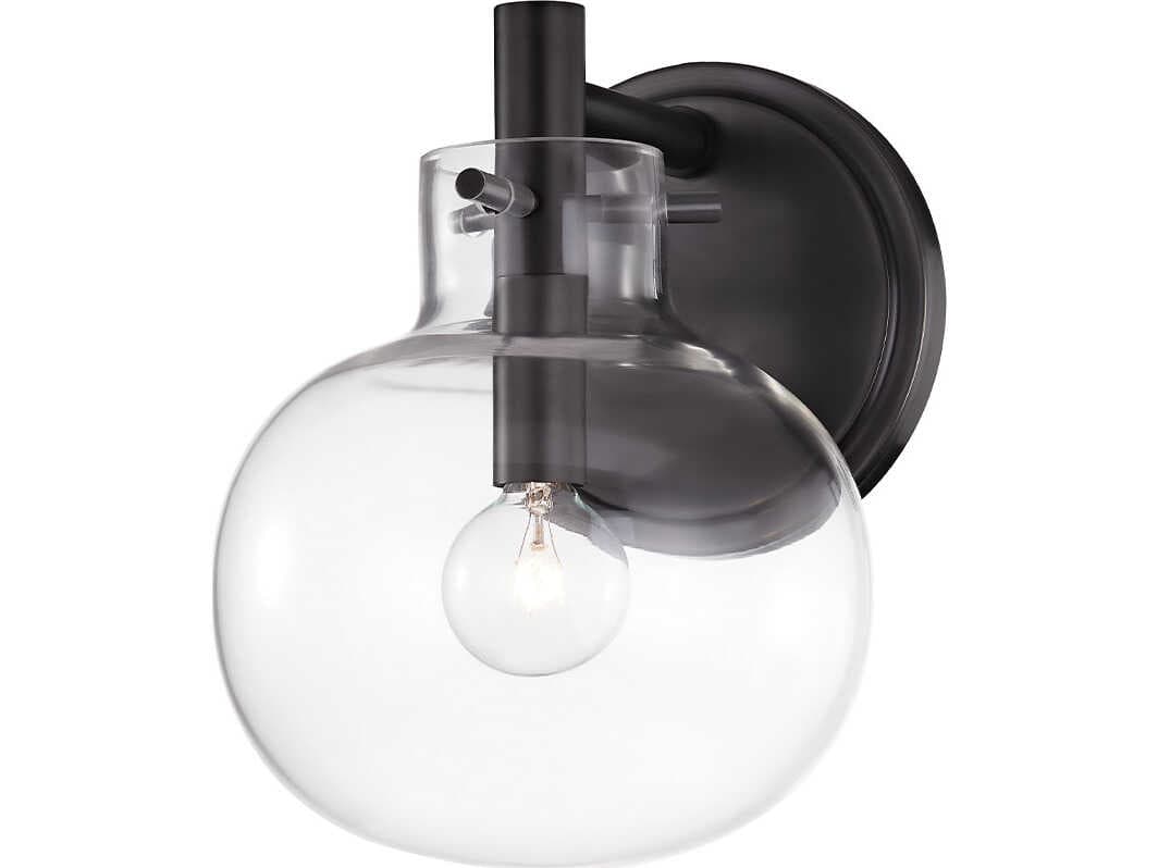 Hudson Valley Hempstead 1-Light Black Brass Glass Wall Sconce