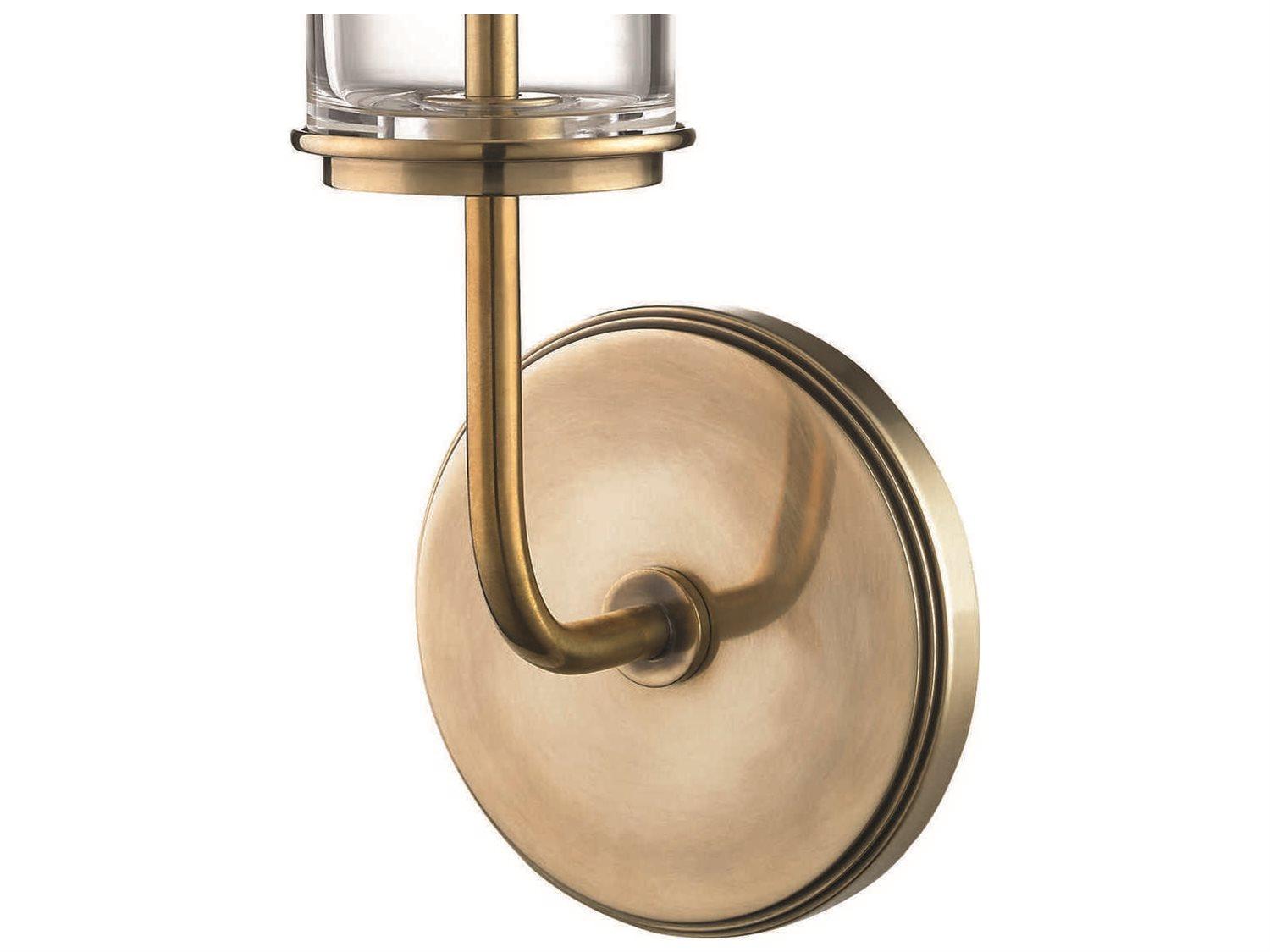 Hudson Valley Wentworth 1-Light Aged Brass Clear Glass Wall Sconce