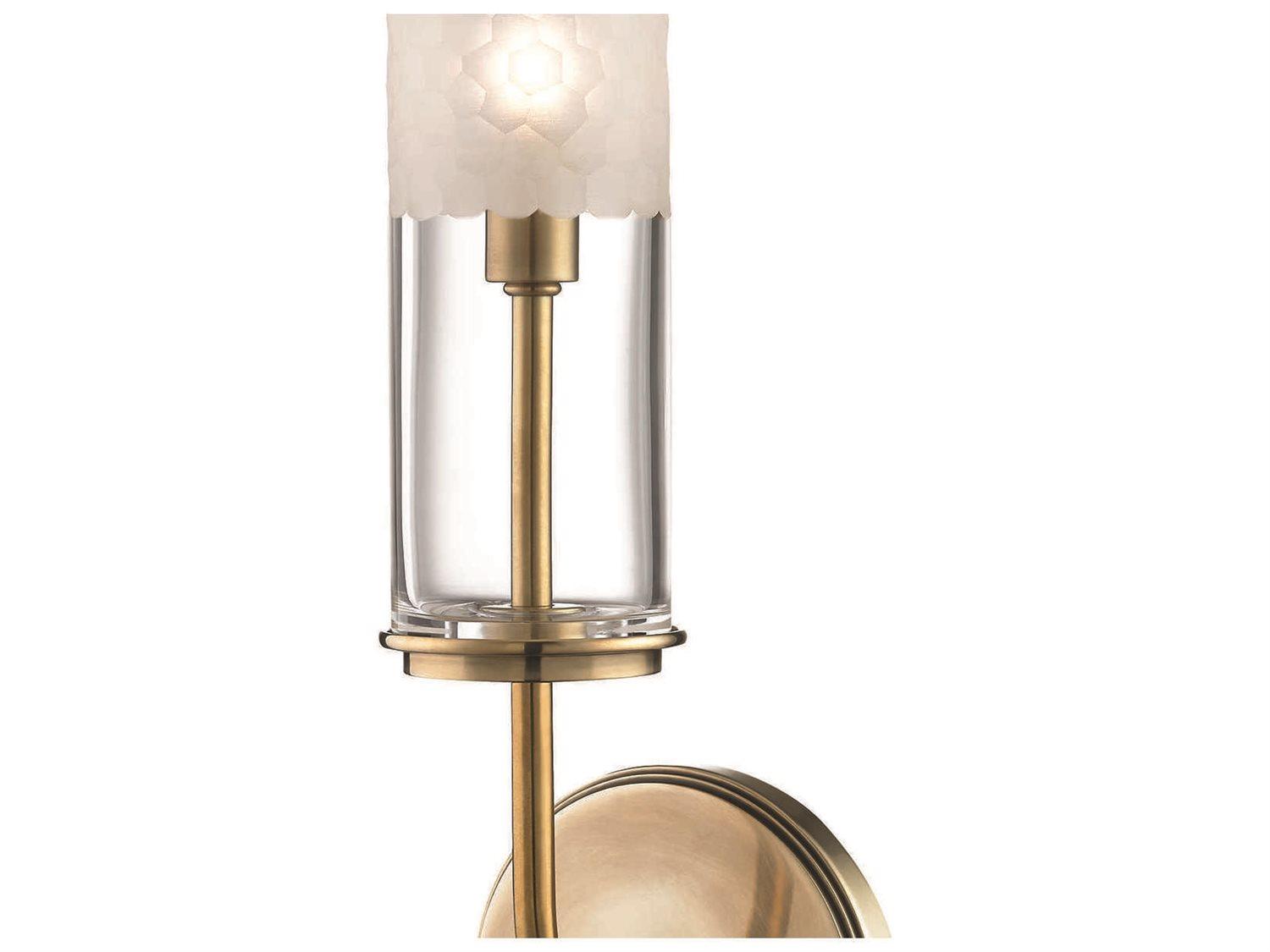 Hudson Valley Wentworth 1-Light Aged Brass Clear Glass Wall Sconce