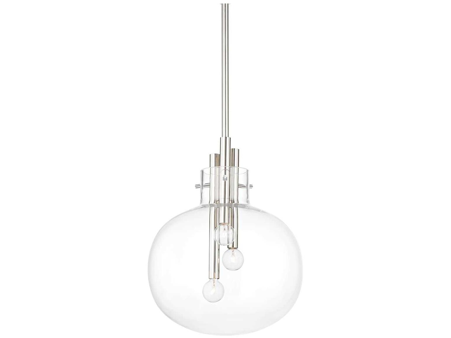 Hudson Valley Hempstead 3-Light Polished Nickel Glass Globe Pendant