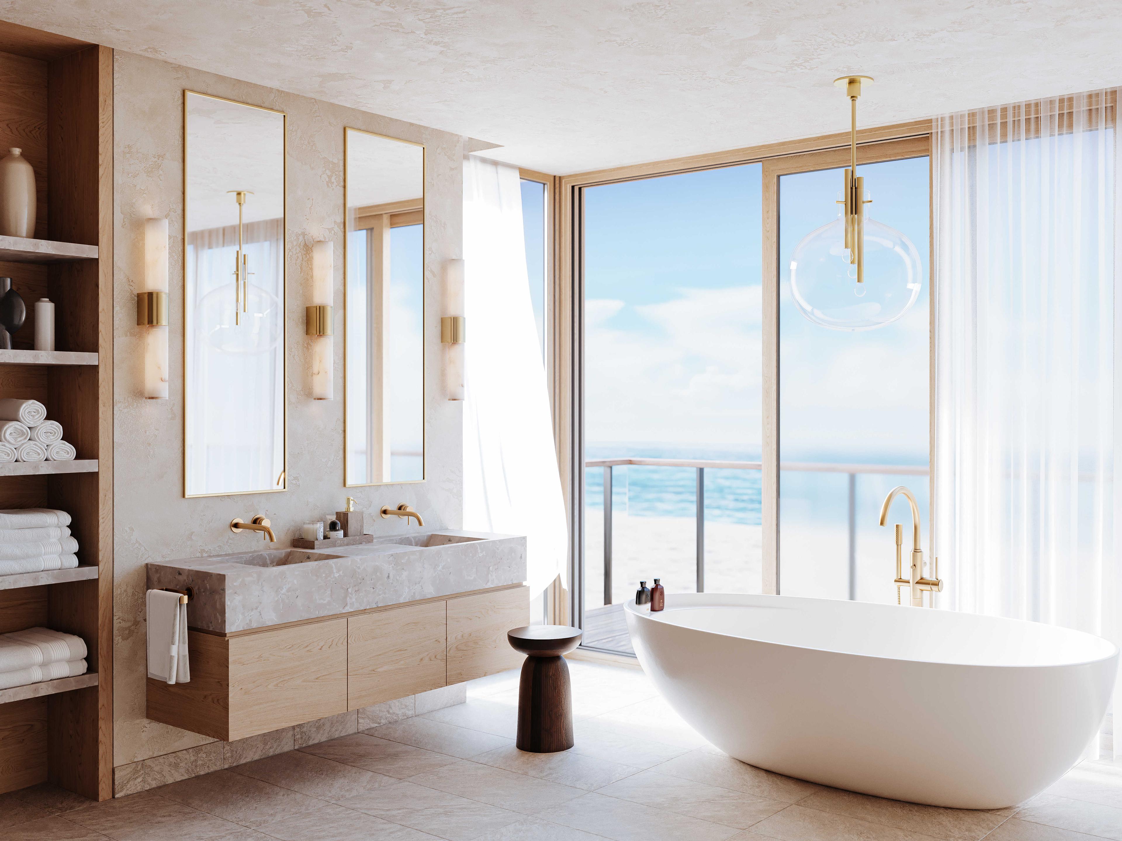 Hudson Valley Hempstead 3-Light Aged Brass Glass Globe Pendant