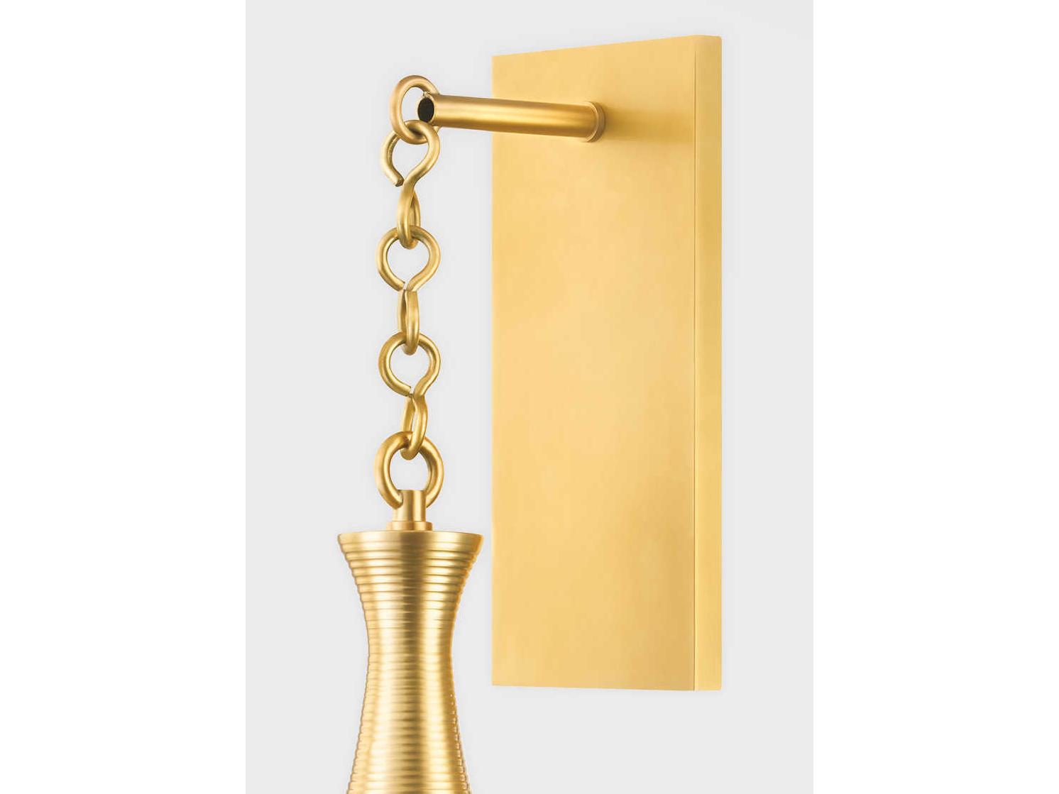 Hudson Valley Southold 1-Light Aged Brass Glass Wall Sconce