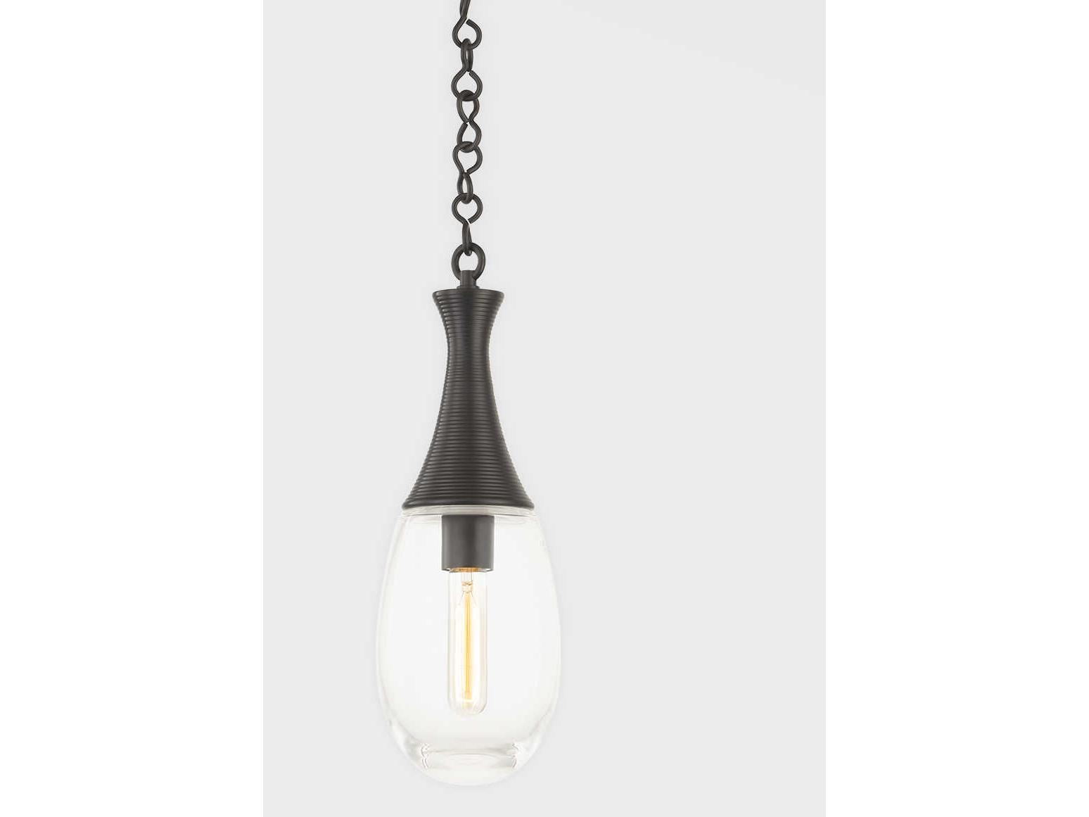 Hudson Valley Southold 1-Light Black Brass Glass Mini Pendant