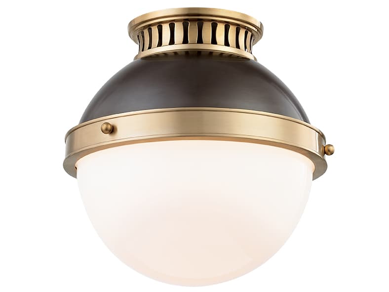 Hudson Valley Latham 1-Light Aged Antique Distressed Bronze Globe Flush Mount