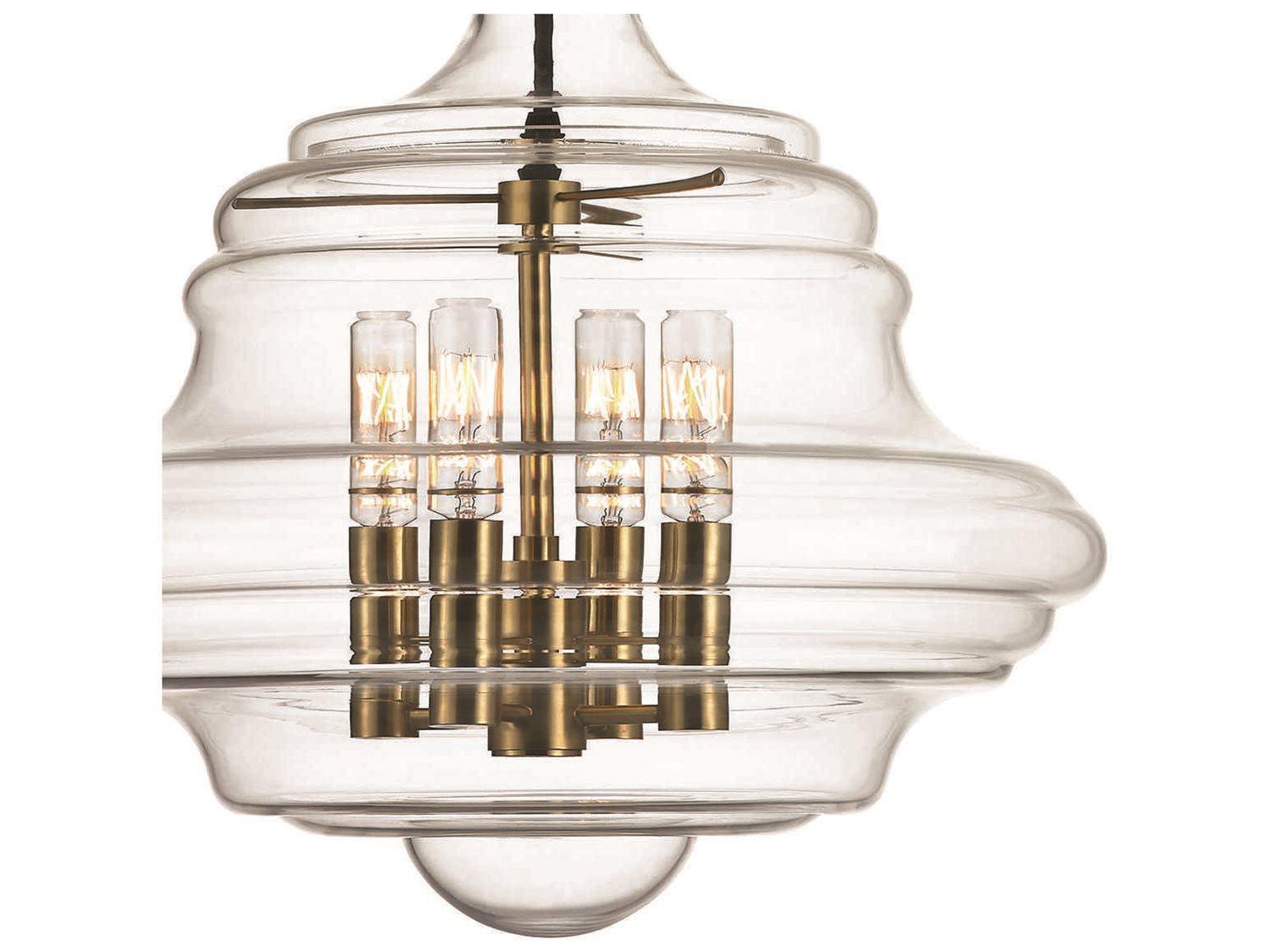 Hudson Valley Washington 4-Light Aged Brass Clear Glass Candelabra Chandelier