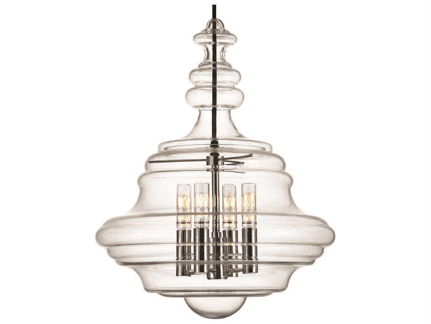 Hudson Valley Washington 4-Light Polished Nickel Clear Glass Candelabra Chandelier