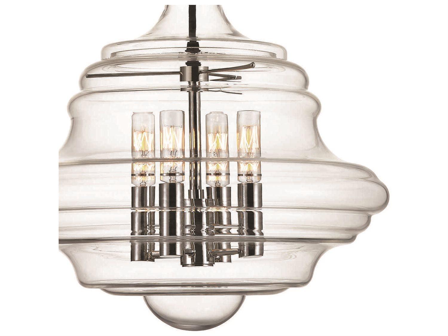 Hudson Valley Washington 4-Light Polished Nickel Clear Glass Candelabra Chandelier