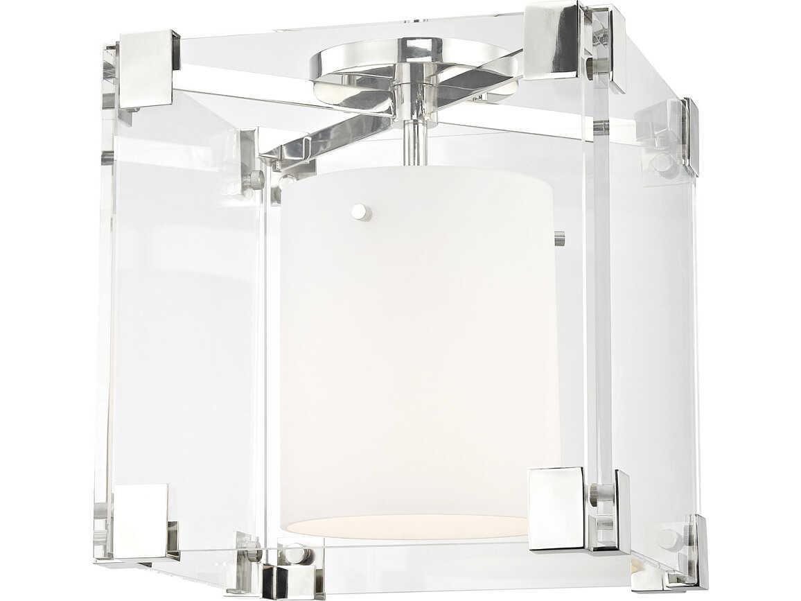 Hudson Valley Achilles 1-Light Polished Nickel Glass Geometric Flush Mount