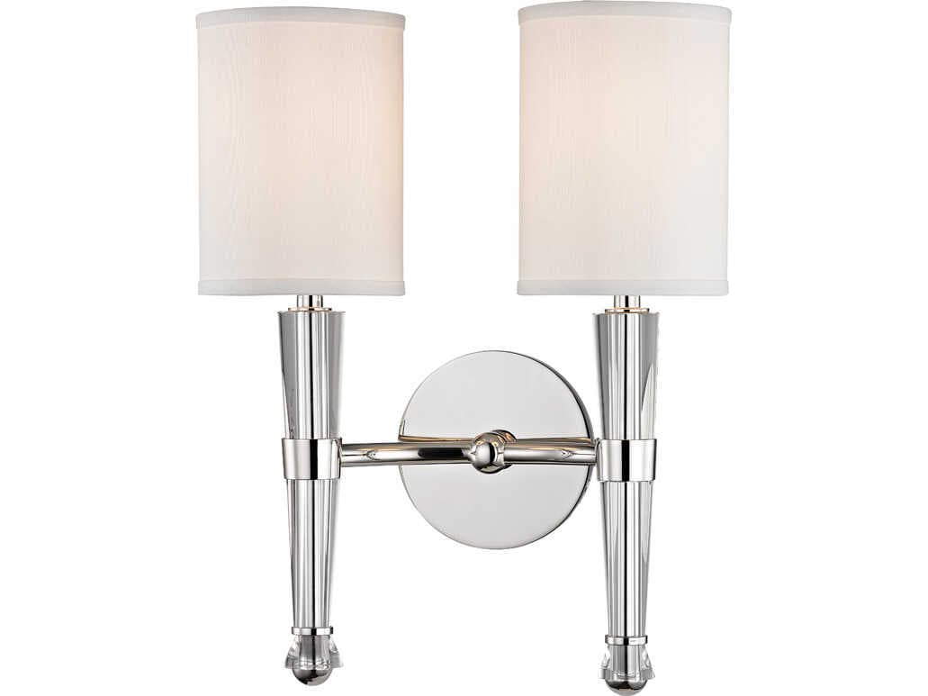 Hudson Valley Volta 2-Light Polished Nickel Crystal Wall Sconce