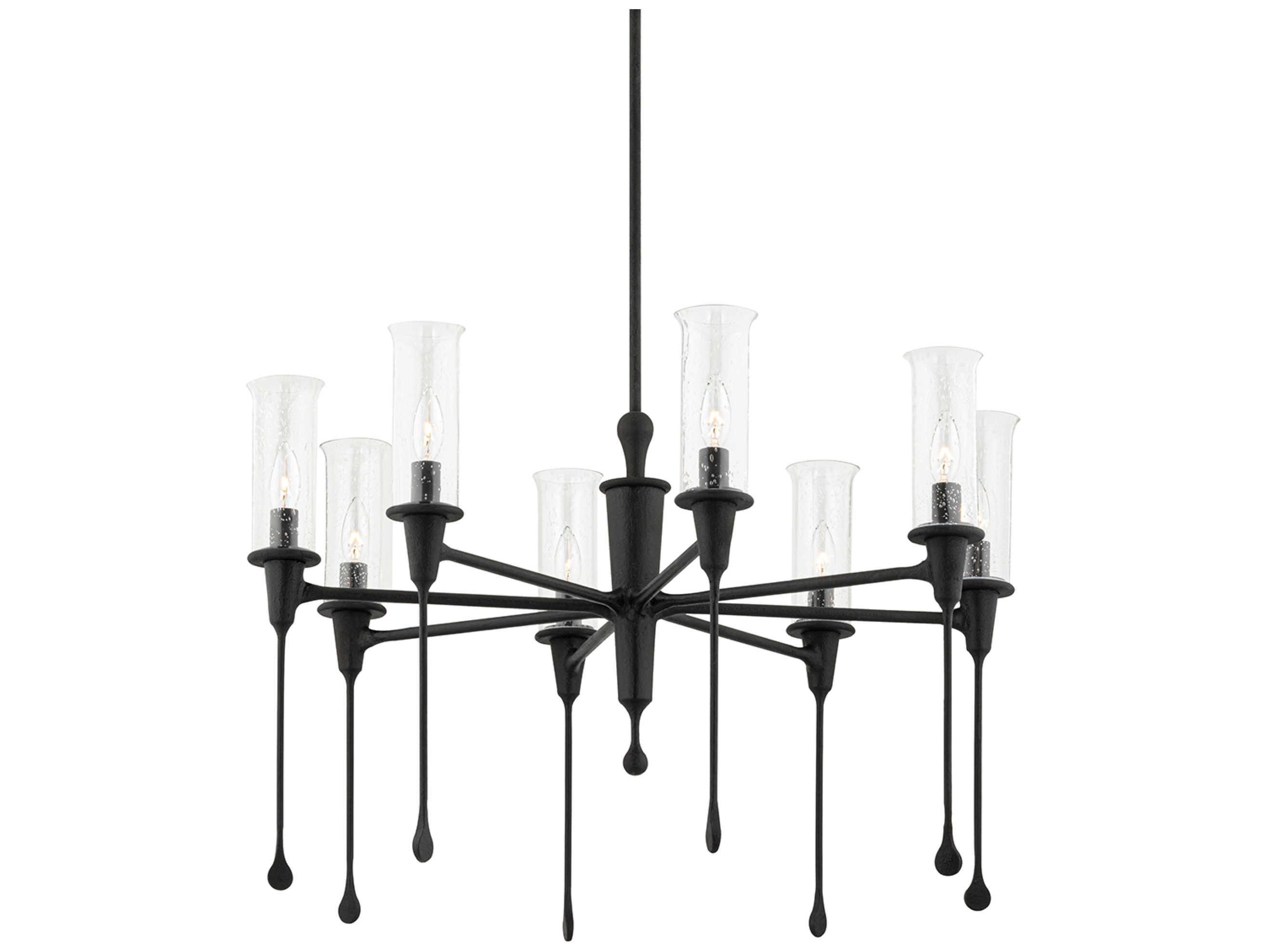 Hudson Valley Chisel 8-Light Black Iron Clear Glass Candelabra Chandelier