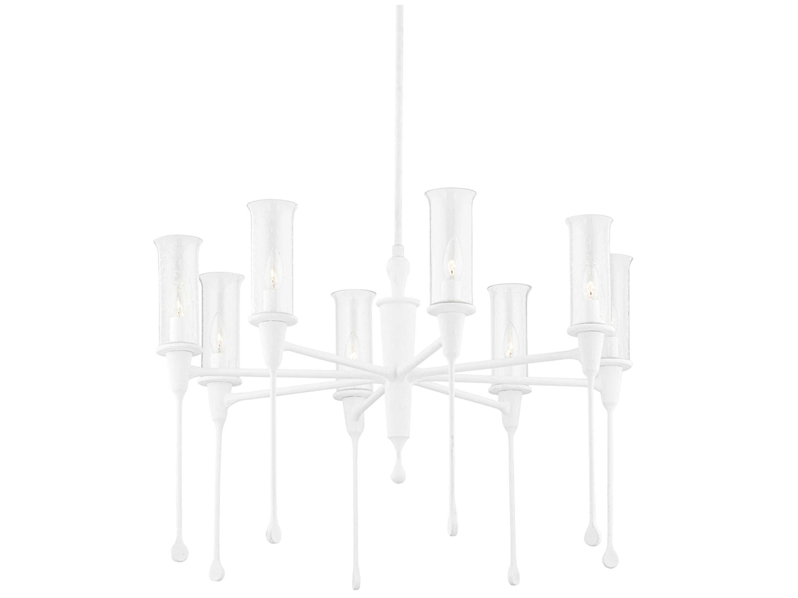 Hudson Valley Chisel 8-Light White Plaster Clear Glass Candelabra Chandelier