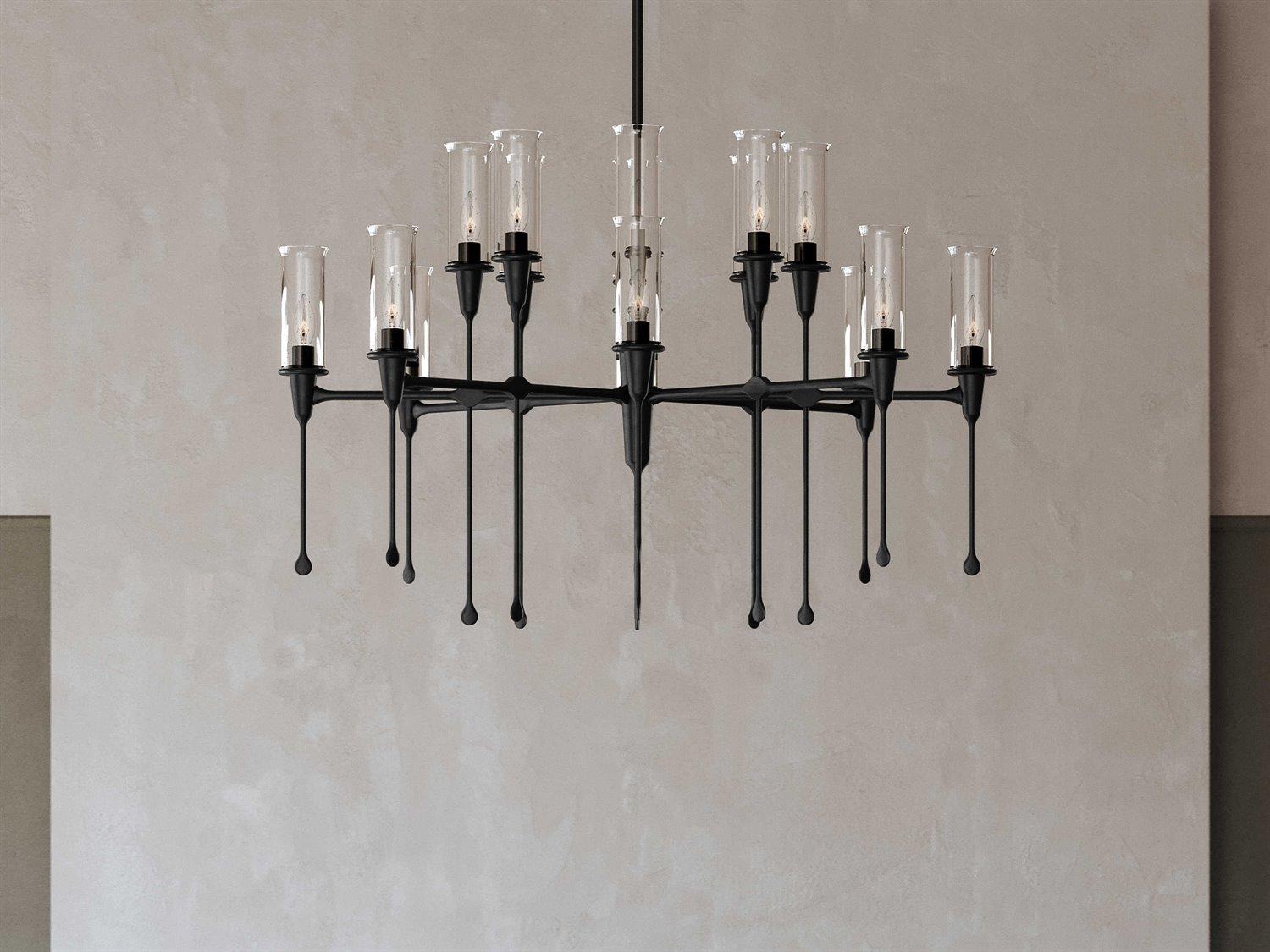 Hudson Valley Chisel 16-Light6-Light Black Iron Clear Glass Candelabra Chandelier