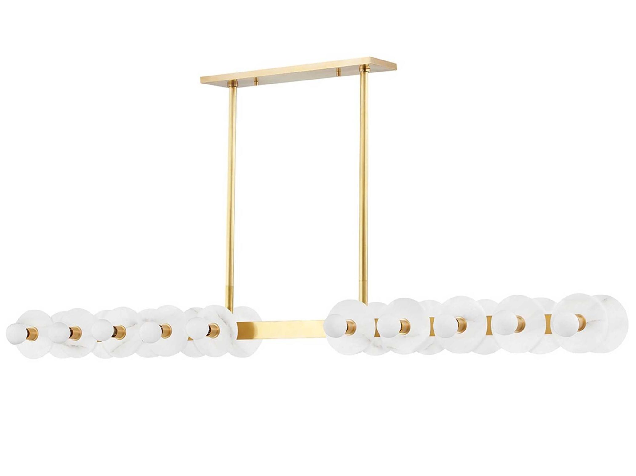 Hudson Valley Austen 20-Light Aged Brass LED Linear Island Pendant