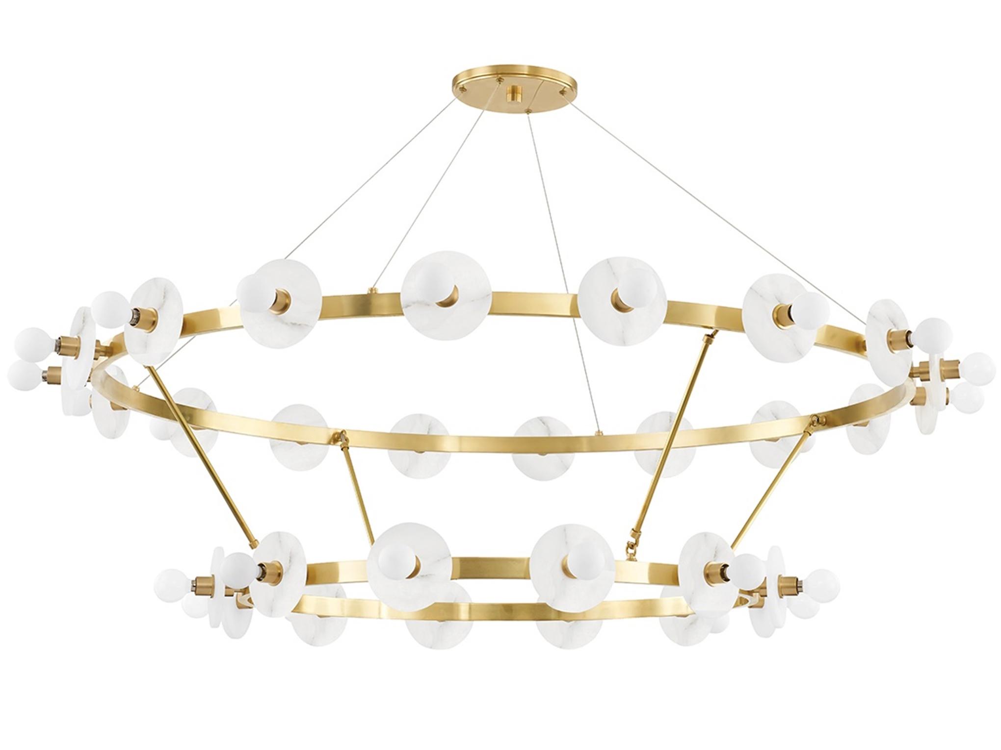 Hudson Valley Austen 30-Light Aged Brass LED Candelabra Tiered Chandelier