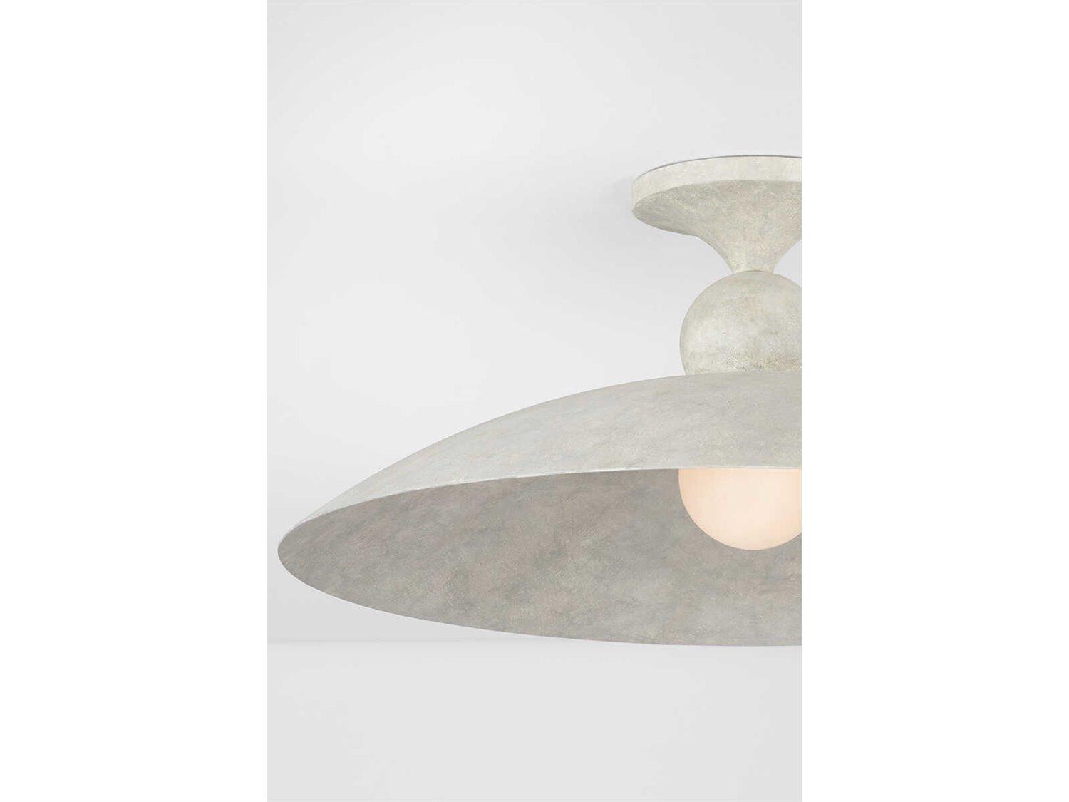 Hudson Valley Teelin 1-Light Limewash Plaster Gray Bowl Semi Flush Mount