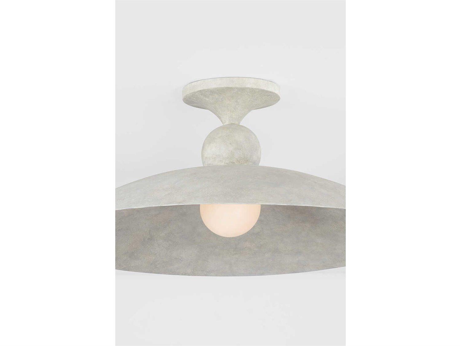 Hudson Valley Teelin 1-Light Limewash Plaster Gray Bowl Semi Flush Mount