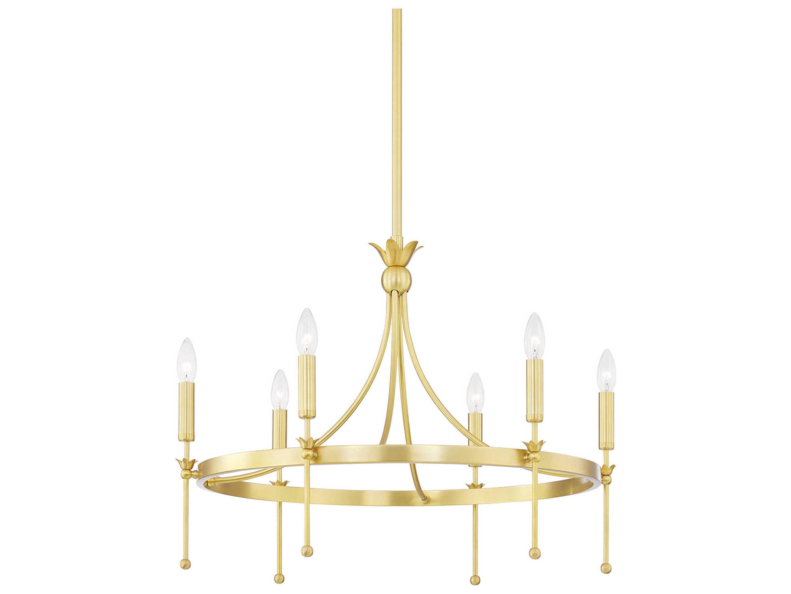 Hudson Valley Gates 6-Light Aged Brass Candelabra Chandelier