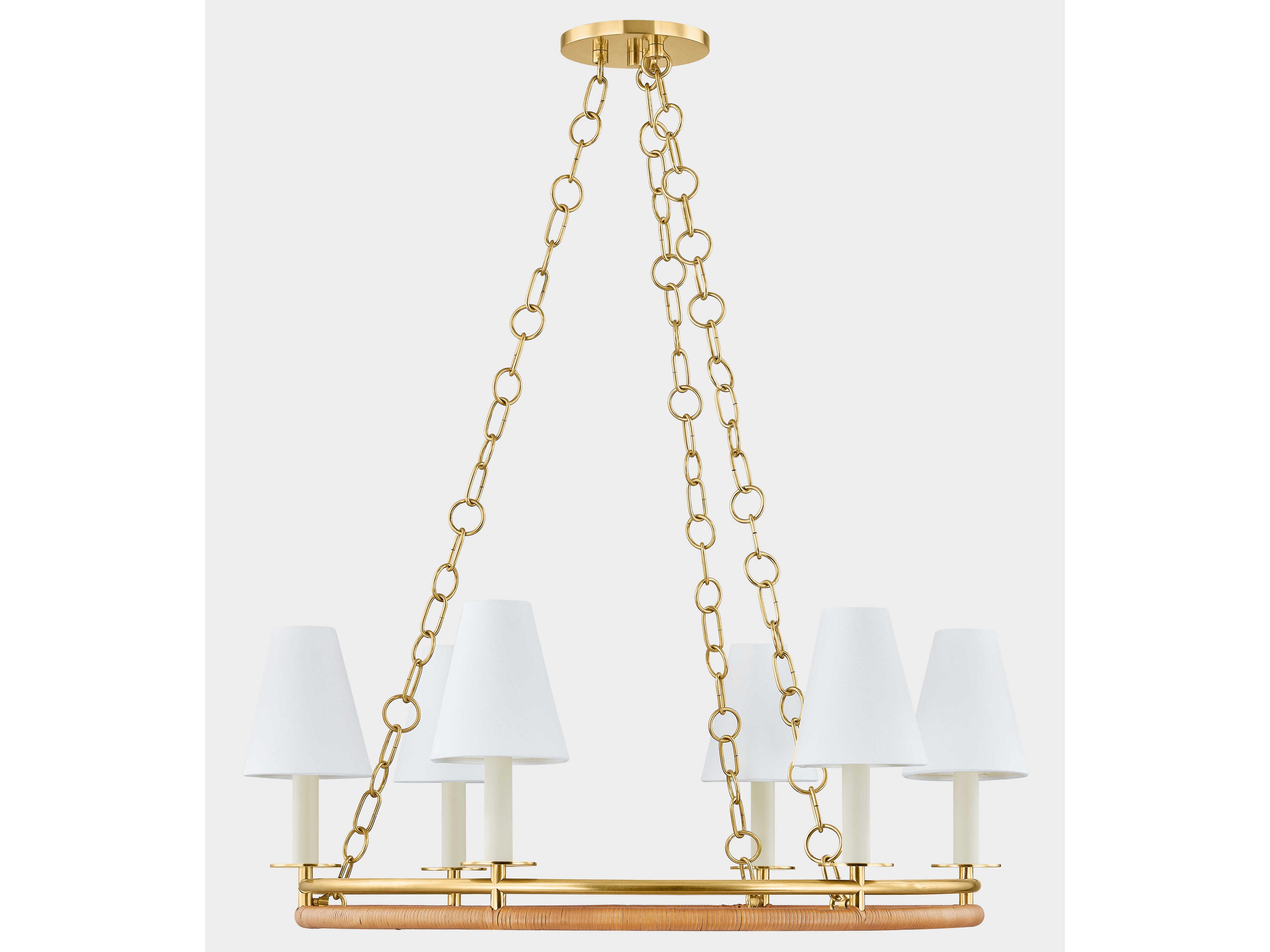 Hudson Valley Swanton 6-Light Aged Brass Chandelier