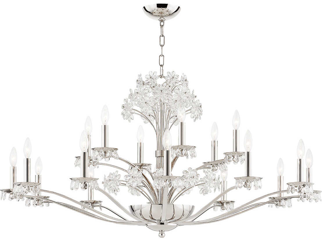 Hudson Valley Beaumont 20-Light Polished Nickel Crystal Glass Candelabra Tiered Chandelier