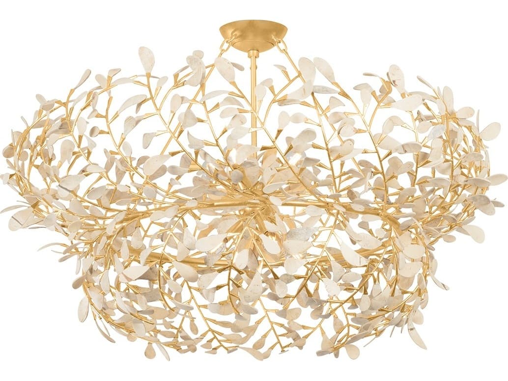 Hudson Valley Maybrook 8-Light Vintage Gold Leaf Candelabra Chandelier