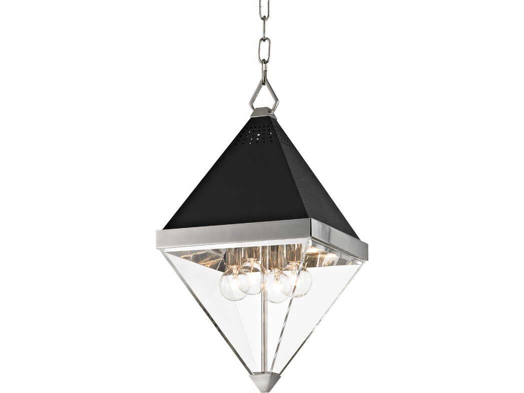 Hudson Valley Coltrane 4-Light Polished Nickel Black Geometric Mini Pendant