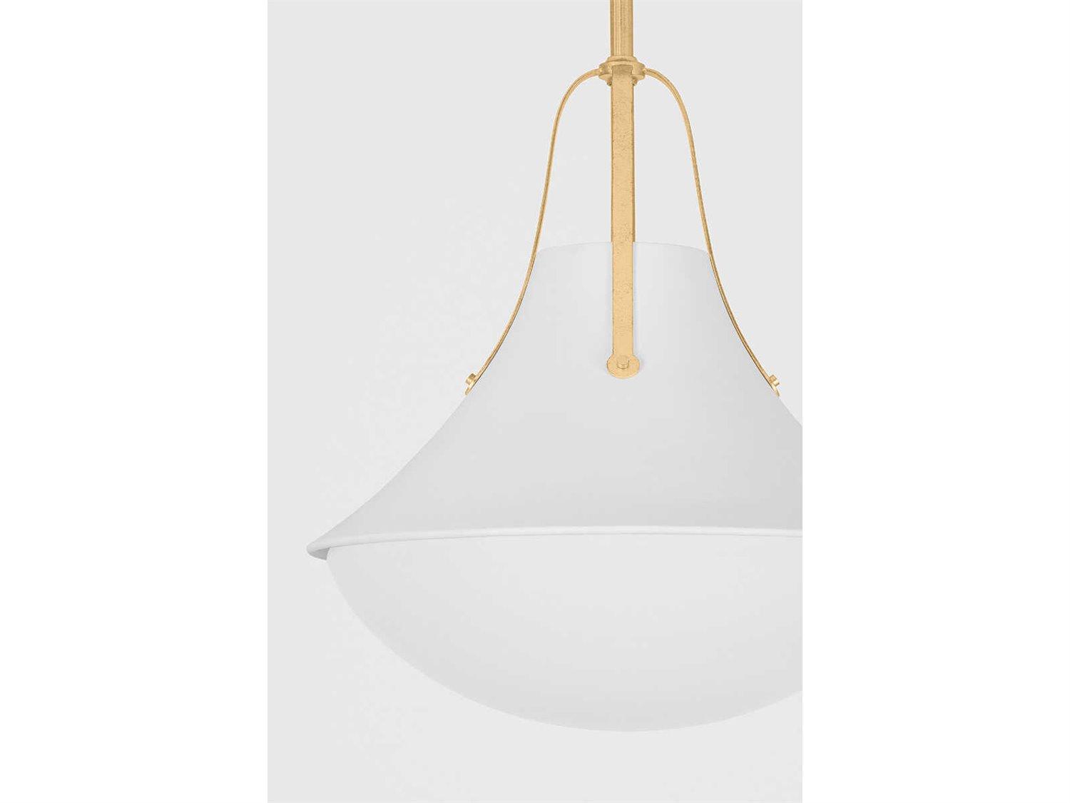 Hudson Valley Coventry 1-Light Vintage Gold Leaf White Plaster Bell Pendant