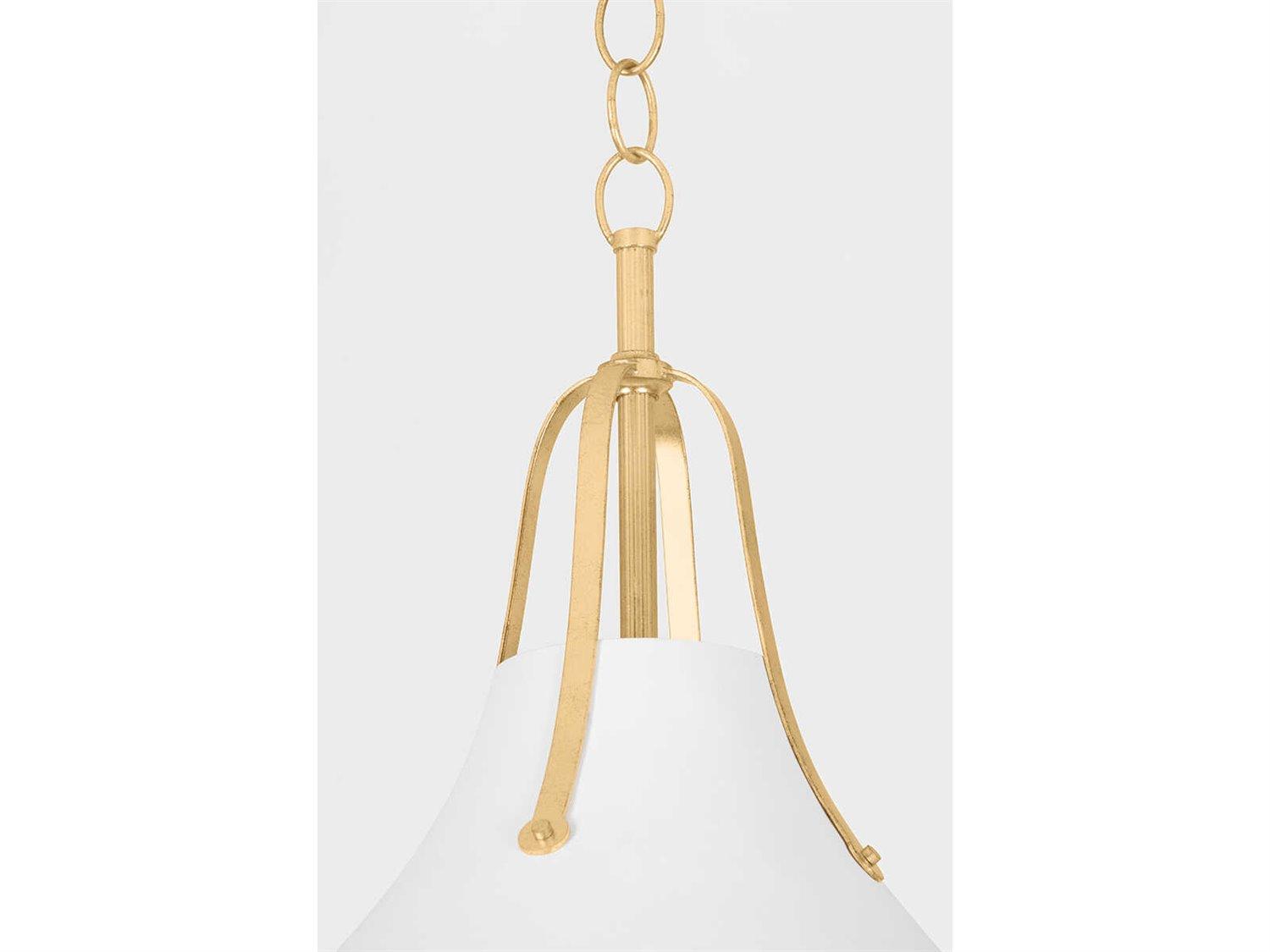 Hudson Valley Coventry 1-Light Vintage Gold Leaf White Plaster Bell Pendant