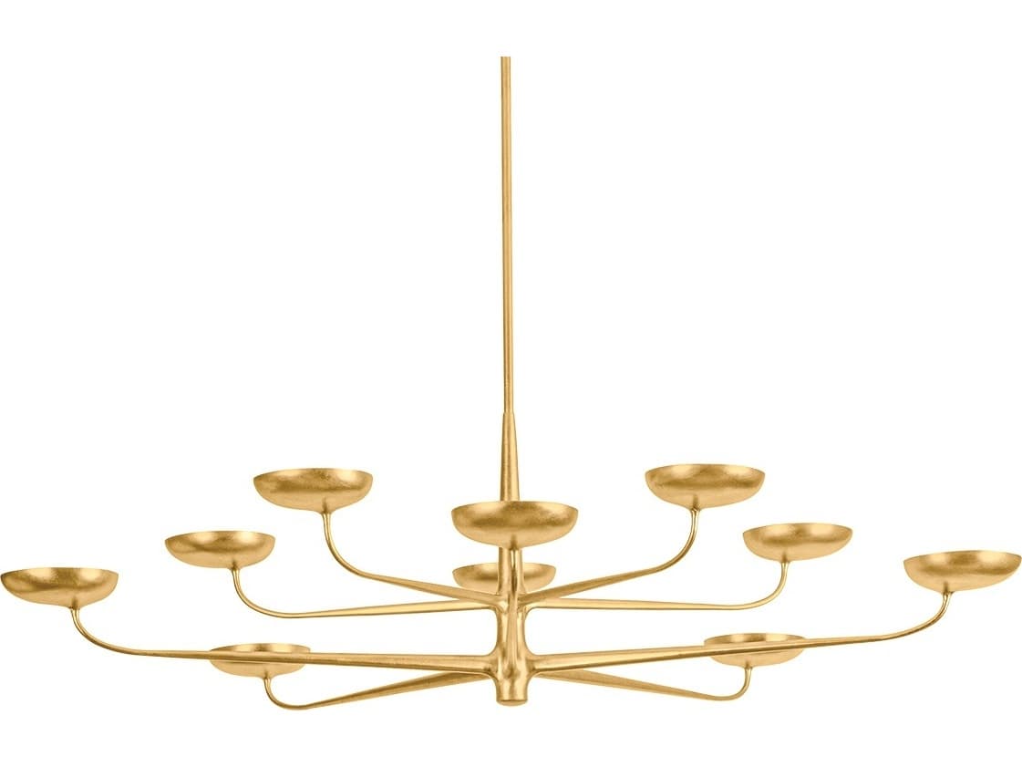 Hudson Valley Taormina 10-Light Vintage Gold Leaf Tiered Chandelier