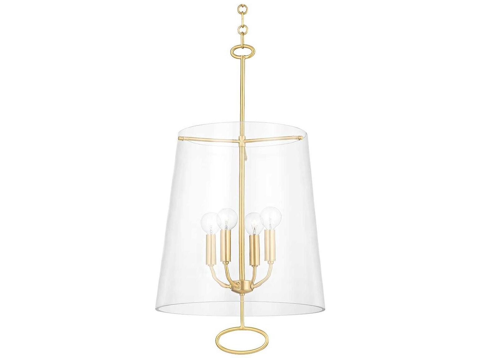 Hudson Valley James 4-Light Aged Brass Glass Chandelier