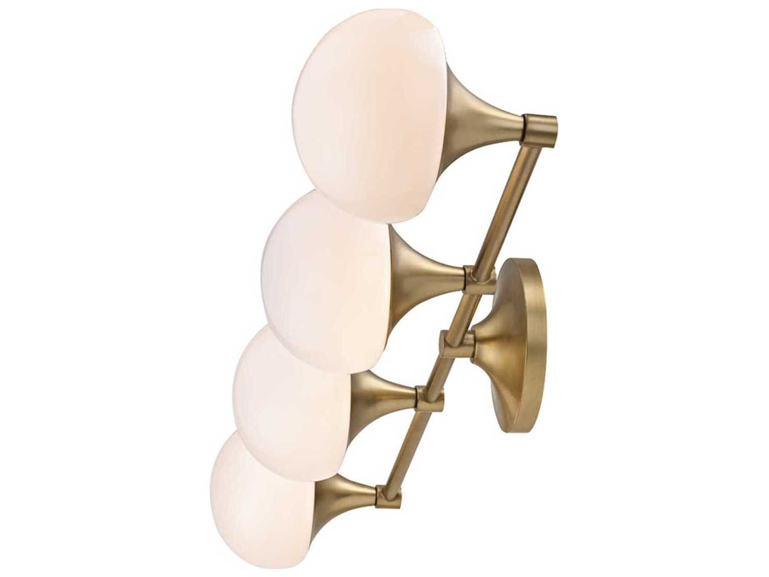 Hudson Valley Fleming 4-Light Aged Brass Off White Glass LED Vanity Light