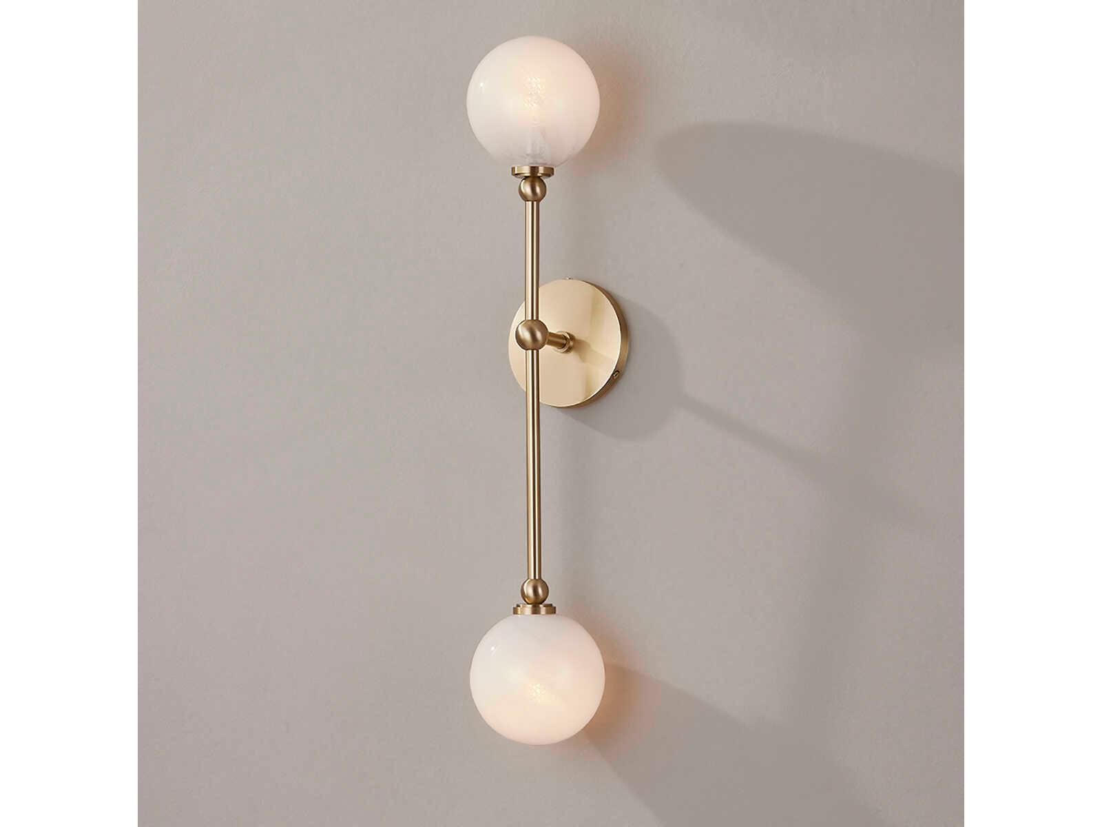 Hudson Valley Andrews 2-Light Aged Brass Glass Wall Sconce